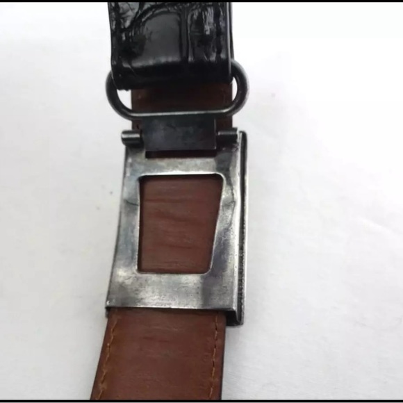 Polo Ralph Lauren Black Alligator Leather Belt Made in Italy Embossed Buckle 36 - Picture 10 of 11